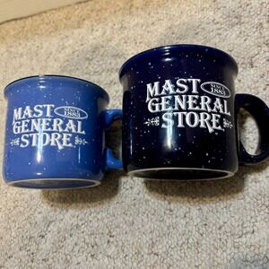 MAST GENERAL STORE Greenville SC  Since 1883 2 Blue Ceramic Coffee Mugs- 14oz